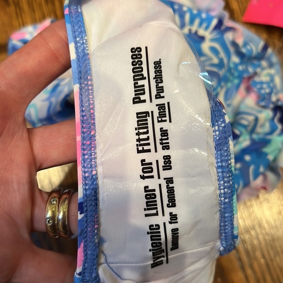 LILLY PULITZER Emiko Tankini Saltwater Blue Shade Seekers UPF 50 Ruffle Swimsuit - Picture 11 of 12